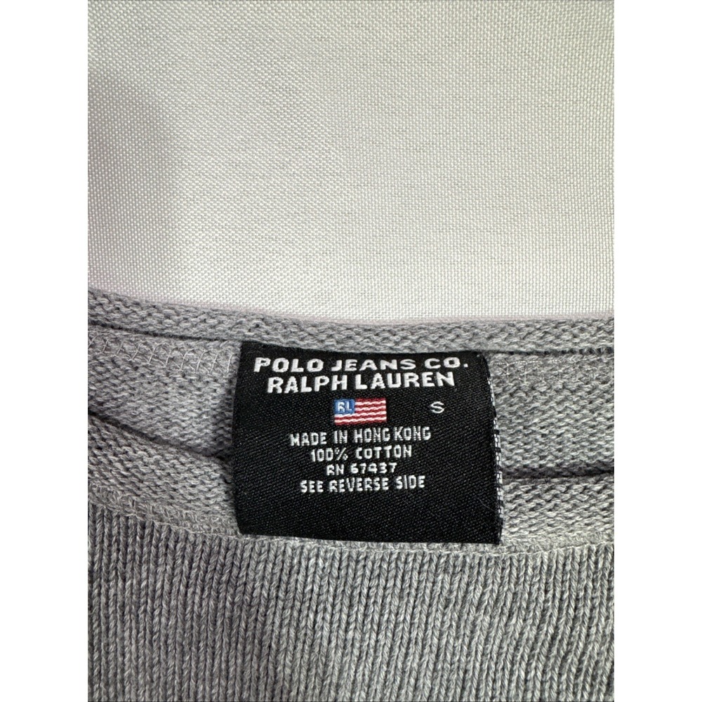 Vintage Polo Jeans Co Ralph Lauren Gray Knit Sweater Womens Small Y2K Cotton - Picture 5 of 5